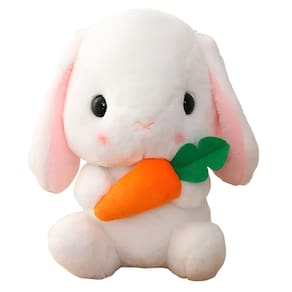 Coelho de pelúcia HOUPU Soft Toy Sitting Lop Eared Rabbit com cenoura