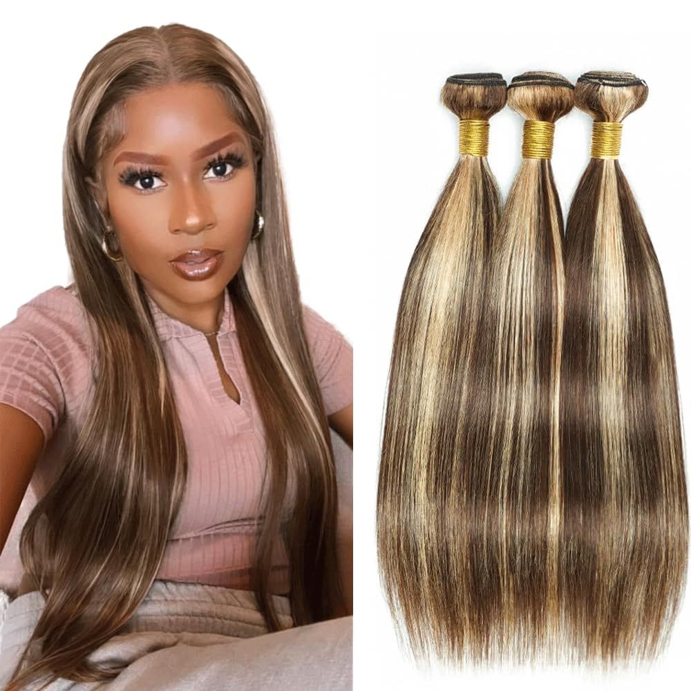 Pacotes de cabelo Fridnae P4/613 Ombre Straight Human Hair 3x66-76cm