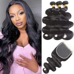 Pacotes de cabelo com fecho LUCASHA Body Wave Brazilian Hair
