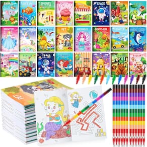 Livros de colorir BenLouis para crianças com conjunto de lápis empilháveis