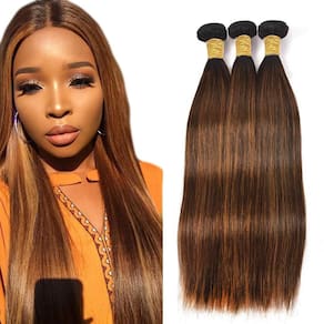 Pacotes de cabelo Freiuoke P4/30 Dois tons castanhos retos 60-70 cm