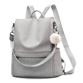 Mochila CHERUTY em couro PU anti-roubo feminina cinza