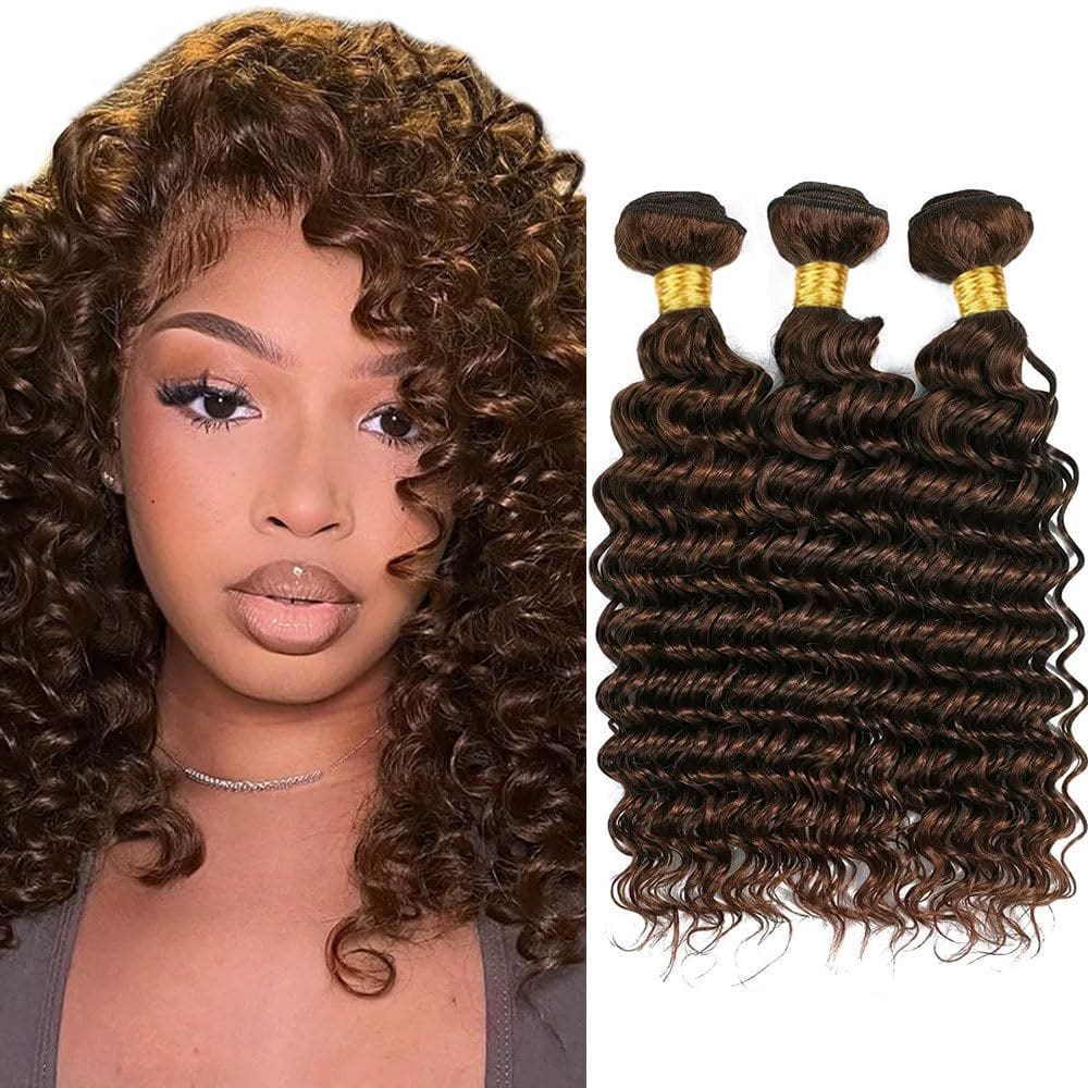 Pacotes de cabelo Raivide Deep Wave #4 Dark Brown 8A Brazilian