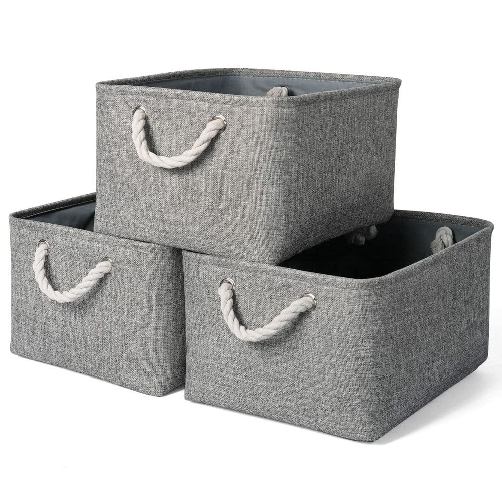 Caixas de armazenamento TheWarmHome Fabric, 3 peças para organizar prateleiras