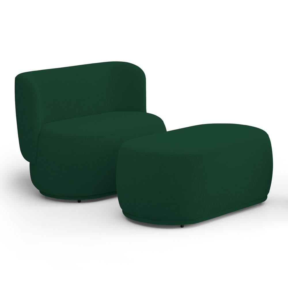 Namoradeira com Puff Orgânico Molly 02 Lugares Bouclê Verde - Desk Design