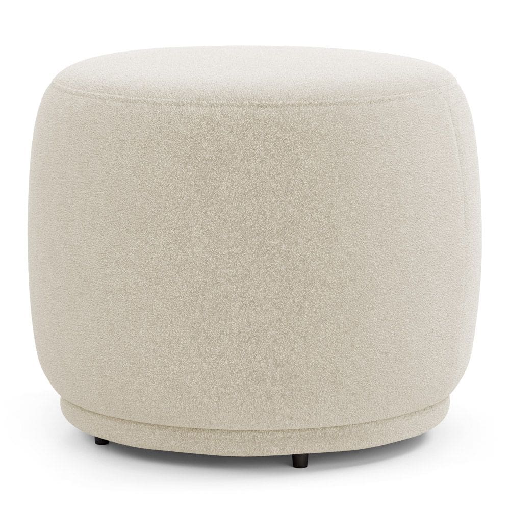 Puff Decorativo Orgânico Living Molly Redondo Bouclê Bege - Desk Design