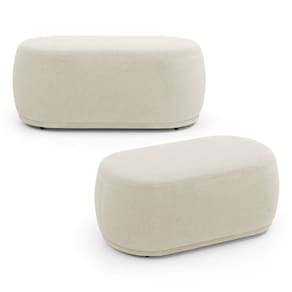 Kit 02 Puffs Decorativos Orgânicos Molly 02 Lugares Bouclê Bege - Desk Design
