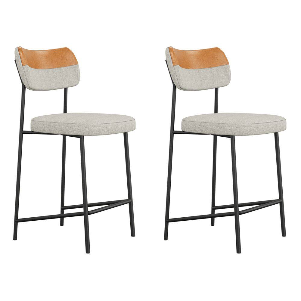 Kit 02 Banquetas Médias Cozinha Lila Couríssimo Whisky Linho Cinza - Desk Design