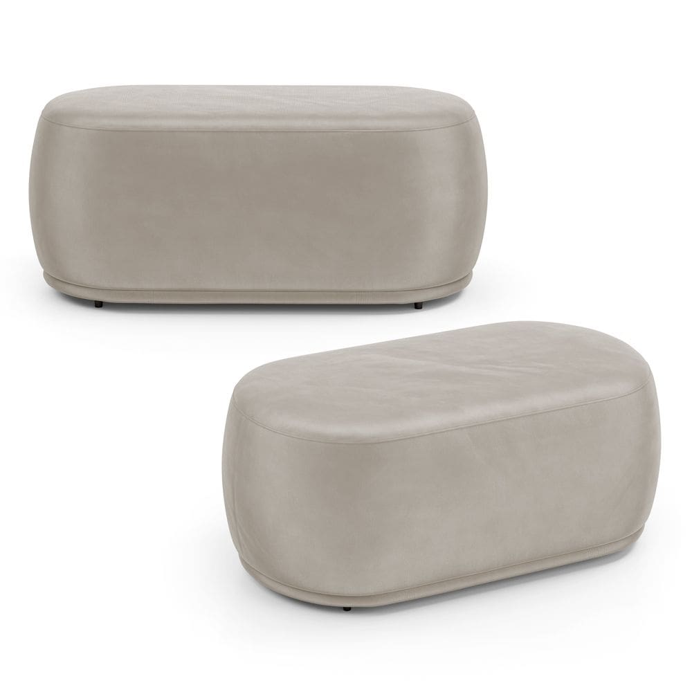 Kit 02 Puffs Decorativos Orgânicos Molly 02 Lugares Veludo Bege - Desk Design