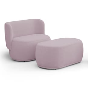 Namoradeira com Puff Orgânico Molly 02 Lugares Bouclê Rosé - Desk Design