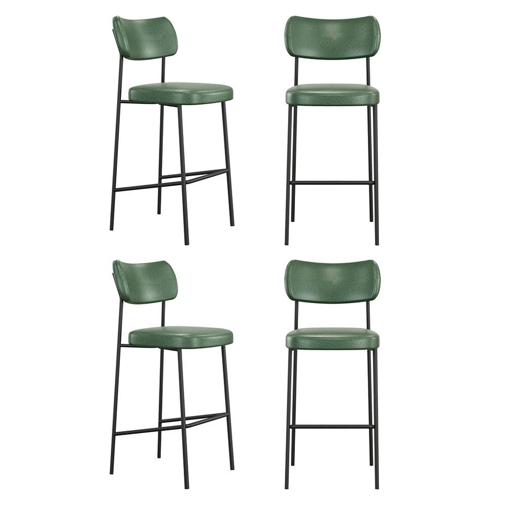 Kit 04 Banquetas Altas Para Cozinha Lila Estofada com Encosto Couríssimo Verde - Desk Design