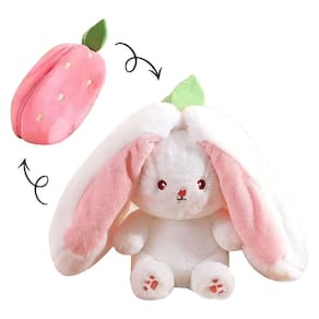 Brinquedo de pelúcia Mukorolee reversível Carrot Strawberry Bunny Plush 35 cm