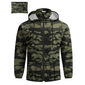 Capa de chuva COOFANDY Jaqueta de chuva impermeável para homens Camo S