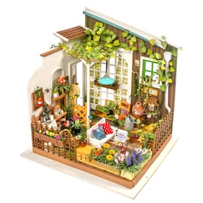 Kit de casa de bonecas em miniatura DIY ROBOTIME Garden House com móveis