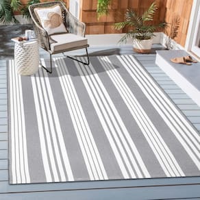 Tapete de área externa OJIA cinza e branco 120x180cm de algodão