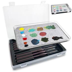 Paleta úmida Kreapa Stay Wet para pintura acrílica com suporte de pincel