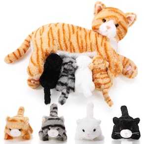 Bicho de pelúcia Skylety Nurturing Cat com gatinhos de pelúcia de 40 cm