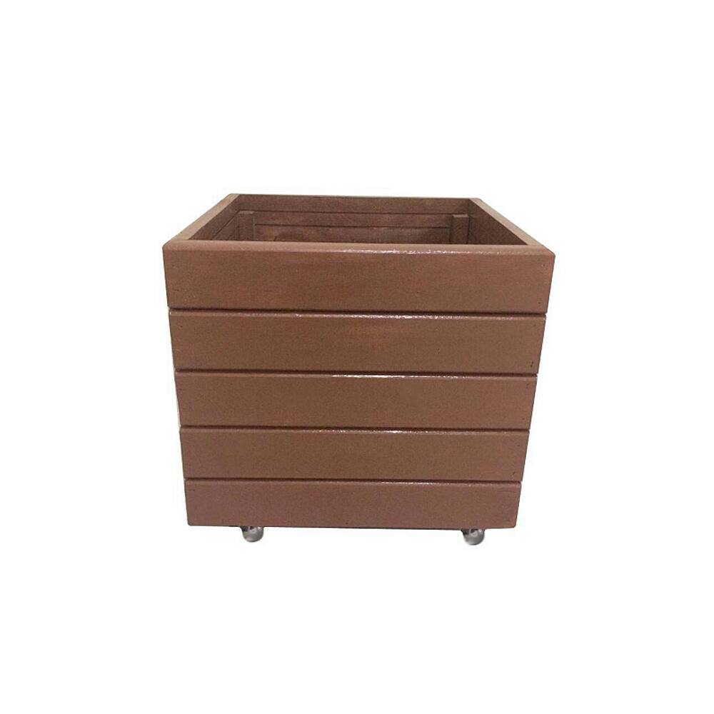 Vaso Madeira Rústico Não é Segredo Marrom Rodinha 40x40