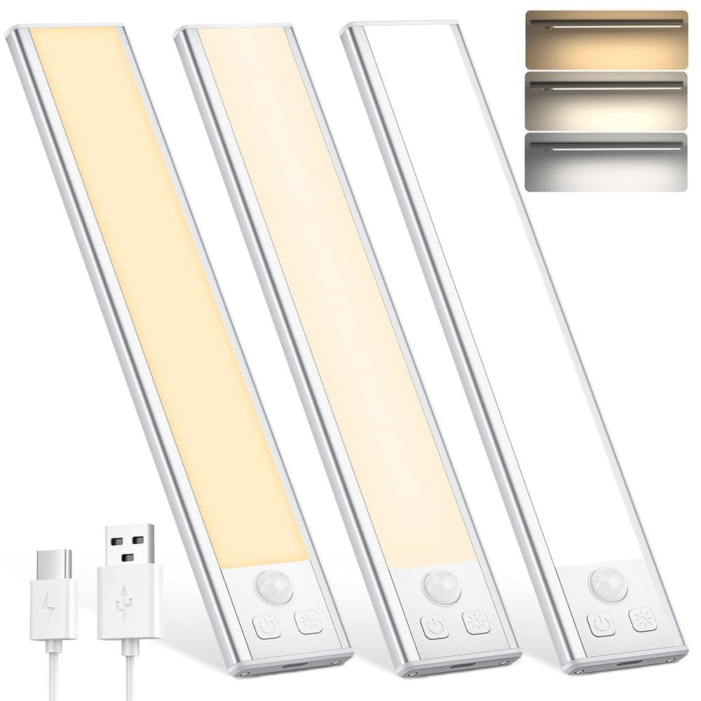 Sob as luzes do gabinete, sensor de movimento DEALGADGETS, LED de 3 cores