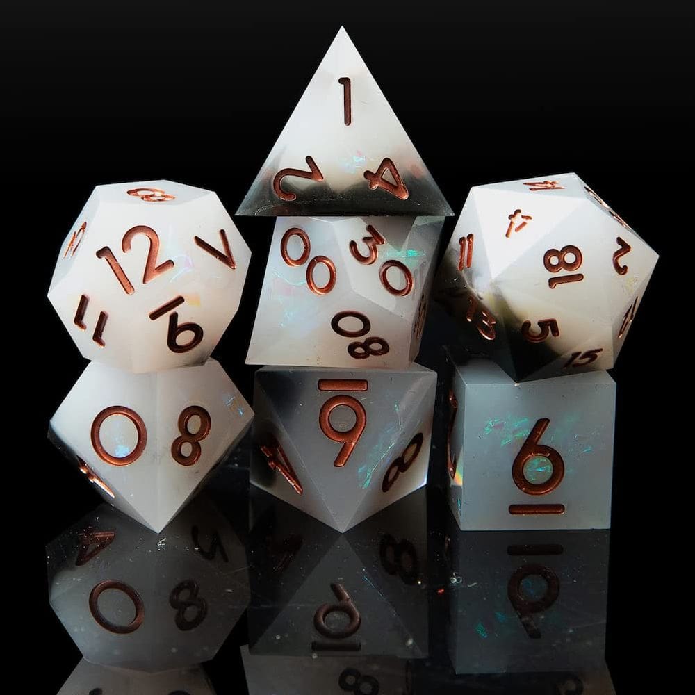 Conjunto de dados YEMEKO Sharp Edge, resina artesanal para DND TTRPG