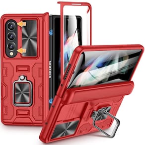 Capa VEGO para Samsung Galaxy Z Fold 4 com protetor de tela vermelho