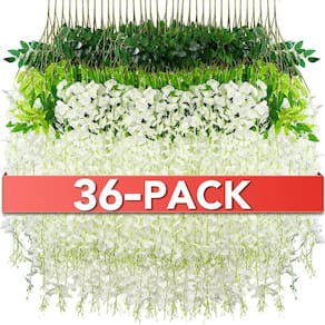 Flores artificiais penduradas Alotiki Wisteria 1,1 m 36 brancas