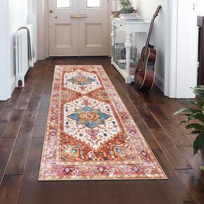 Tapete Runner Yamaziot lavável 60x180cm antiderrapante vintage