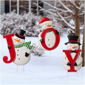 Estaca de jardim de Natal Glitzhome Metal Vertical Snowman 48,25 cm