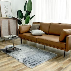 Tapete de pele sintética Ashler Fluffy Shaggy Ultra Soft 90x150cm preto