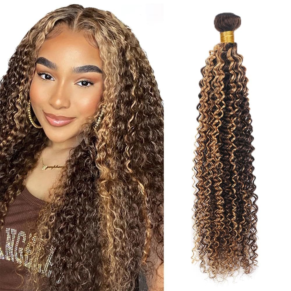 Pacotes de cabelo Freiuoke Highlight Kinky Curly P4/27 75-105g