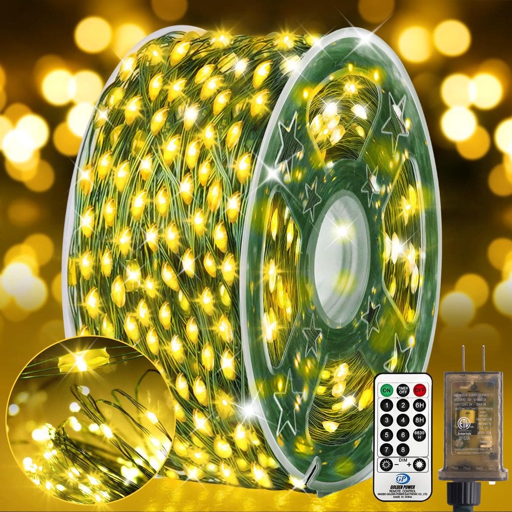 Luzes de fadas de Natal KNONEW 203FT 600 LED branco quente