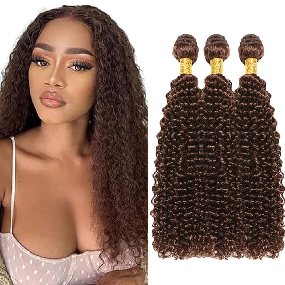 Pacotes de cabelo Raivide Human Hair Brown Curly 8A Grade #4
