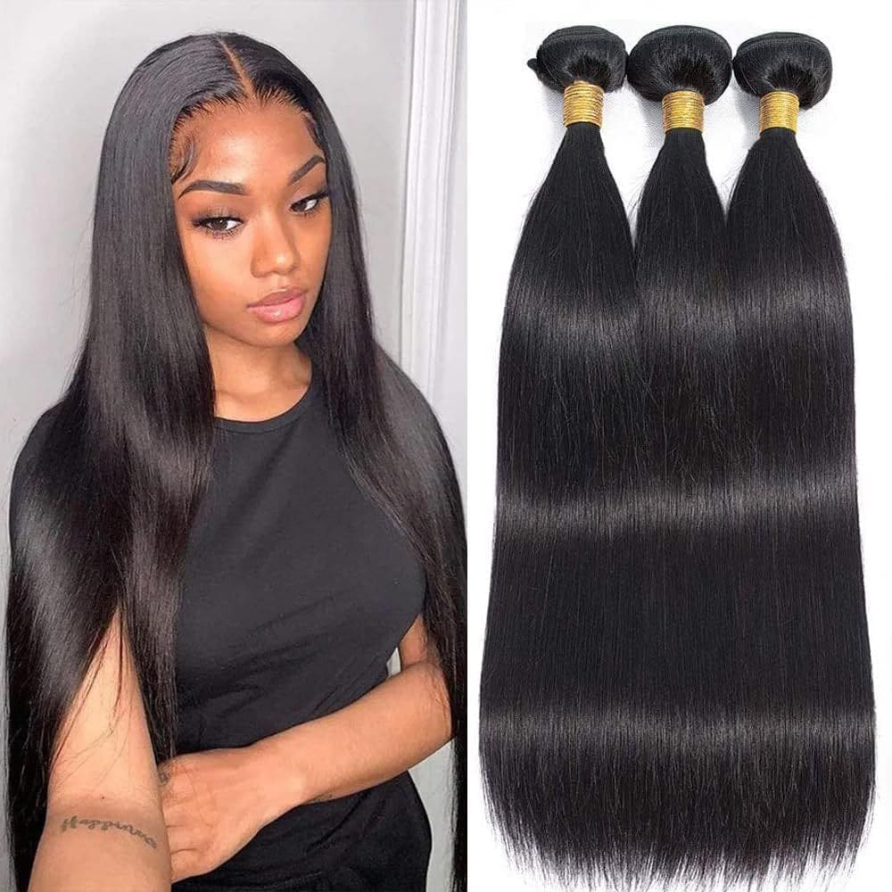 Pacotes de cabelo Queenset Straight Brazilian Virgin 50 55 60cm