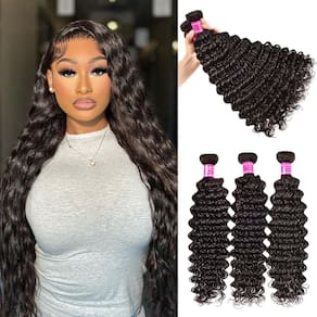 Pacotes de cabelo Delizzly Deep Wave Brazilian 3 pacotes 56-66cm