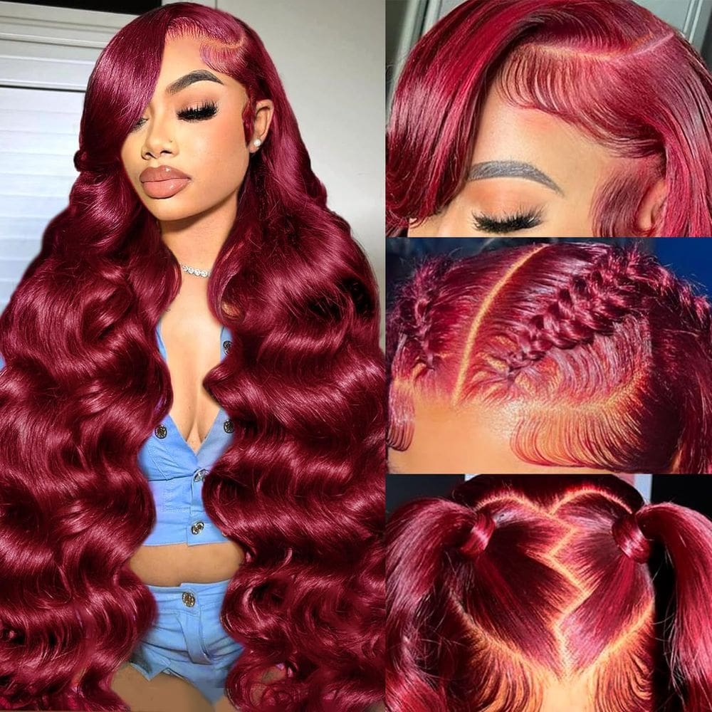 Peruca cifendin Burgundy 99J Burgundy Wine Red Human Hair 20"