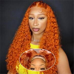 Peruca Ailwelia Ginger Deep Wave 100% cabelo humano 22"