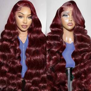 Perucas frontais de renda GOFWARD 99m Burgundy Wave 22" 200% de densidade
