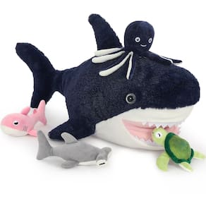Conjunto de bichos de pelúcia MaoGolan Shark com 4 pequenos animais marinhos