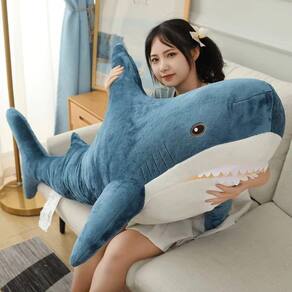 Bicho de pelúcia Ryttir Giant Shark 100cm azul para crianças e mulheres