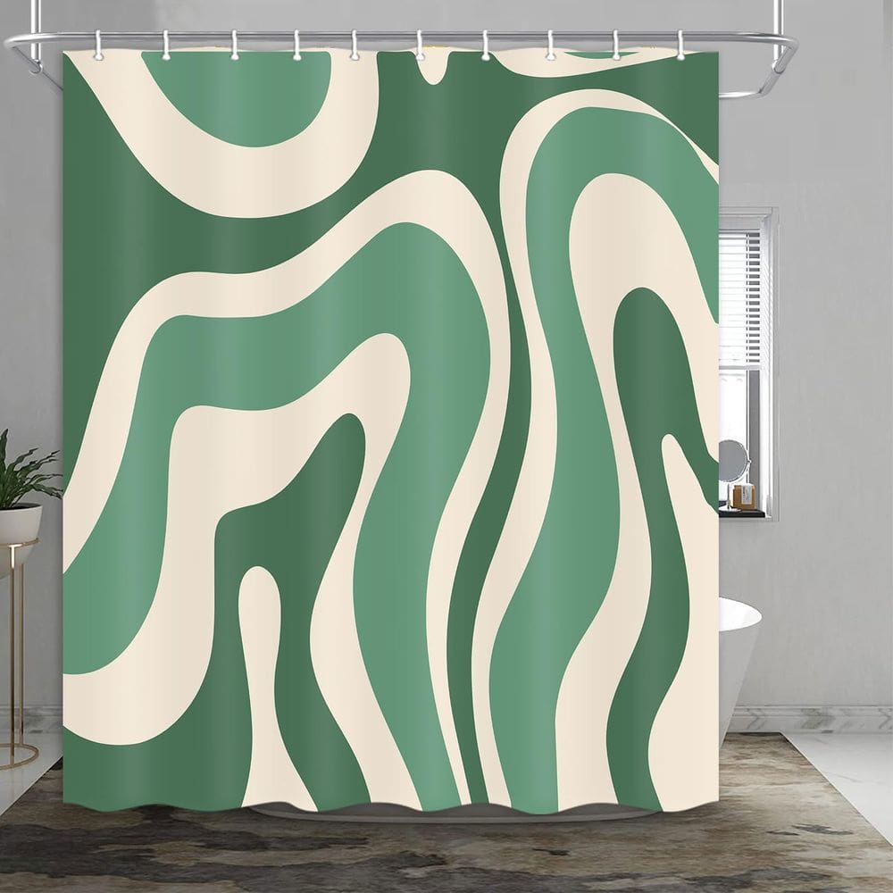 Cortina de chuveiro JAWO Cute Green Aesthetic 70s Abstract 180x180cm