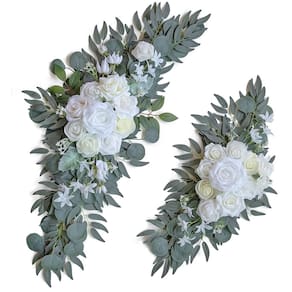 Flores em arco de casamento ponatia artificial branca (pacote com 2)