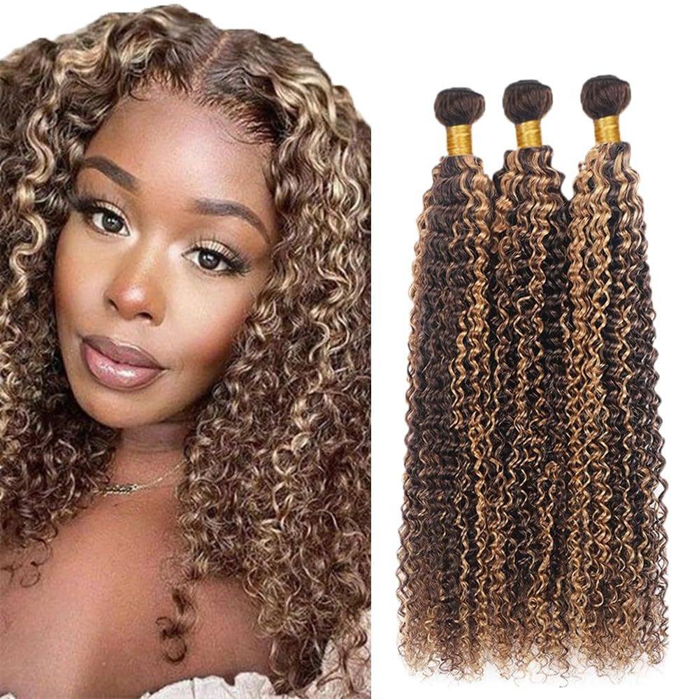 Pacotes de cabelo Freiuoke Kinky Curly P4/27 Brazilian 3x40-50cm