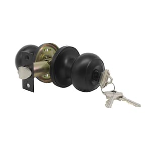 Fechadura de porta Probrico Black Entry com chave e maçanetas esféricas planas