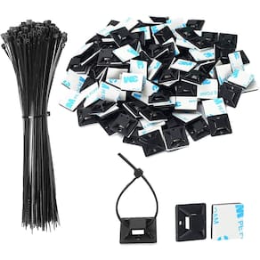 Conjunto de suportes autoadesivos Cable Tie Zip SeuyeugX Black de 6 polegadas