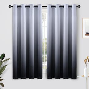 Cortinas SimpleHome Ombre Gradient Cinza Branco a Preto 130x160cm