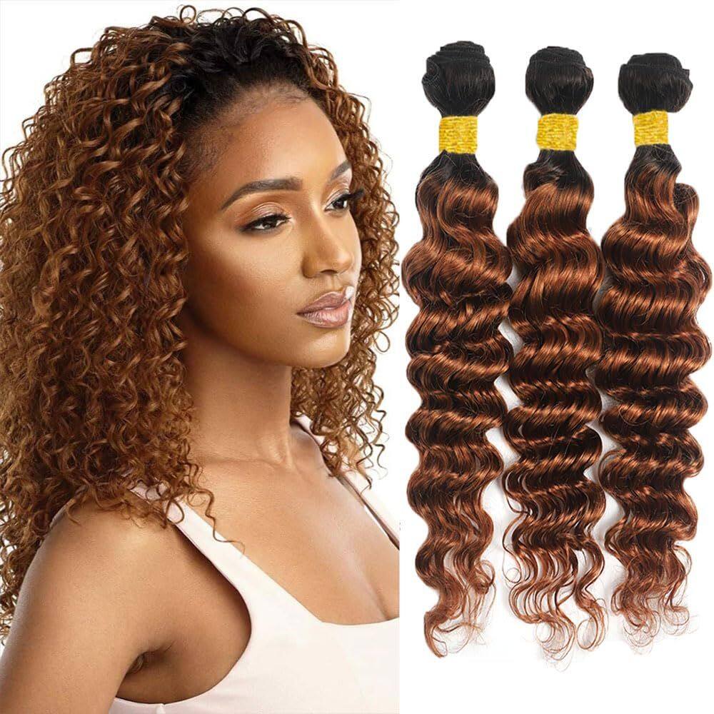 Pacotes de cabelo Biottihair Ombre Deep Wave Brown 40-50cm 3x100g