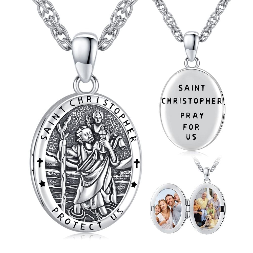 Colar de medalhão Eusense St Christopher para mulheres e homens