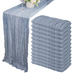 Pano de algodão Table Runner Fivenl, azul empoeirado de 10 pés (pacote com 12)