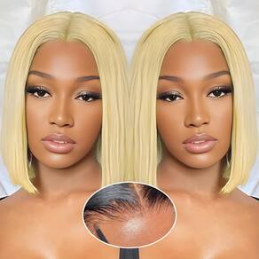 Peruca frontal de renda GUDOZO HD 613 Cabelo humano 30 cm Bob 200% de densidade