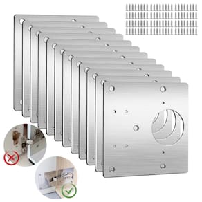 Placa de reparo de dobradiças de gabinete LLZHYA em aço inoxidável (12 unidades)